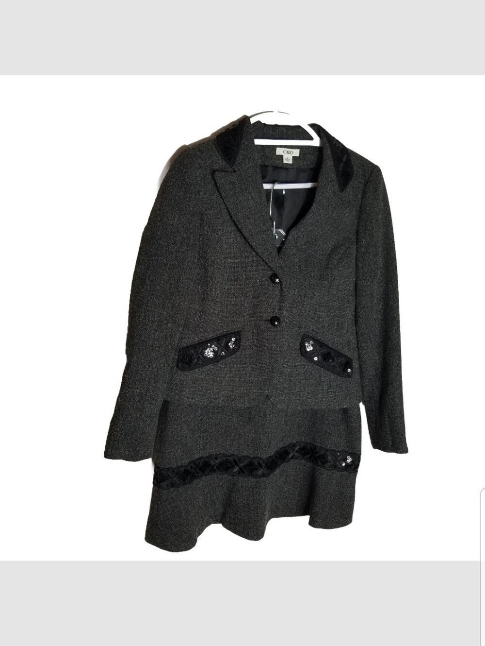 Cato Skirt Suit Women's 8 Sequin Detail Career Office Crop Jacket Skirt Set